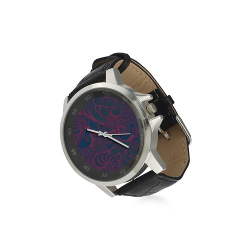 Rainforest at Night Unisex Stainless Steel Leather Strap Watch(Model 202)