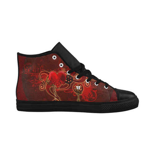 Wonderful steampunk design with heart Aquila High Top Microfiber Leather Men's Shoes/Large Size (Model 032)