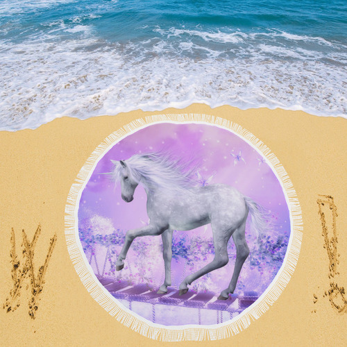 pink unicorn Circular Beach Shawl 59"x 59"