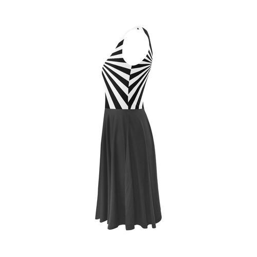 Black & White Bold Rays Sleeveless Ice Skater Dress (D19)