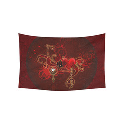 Wonderful steampunk design with heart Cotton Linen Wall Tapestry 60"x 40"