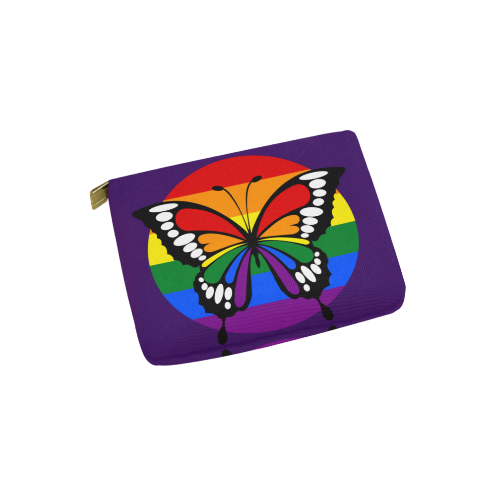 Dot Rainbow Flag Stripes Butterfly Silhouette Carry-All Pouch 6''x5''