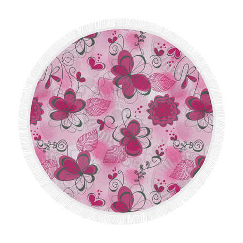 Pink Dreams Doodle Circular Beach Shawl 59"x 59"