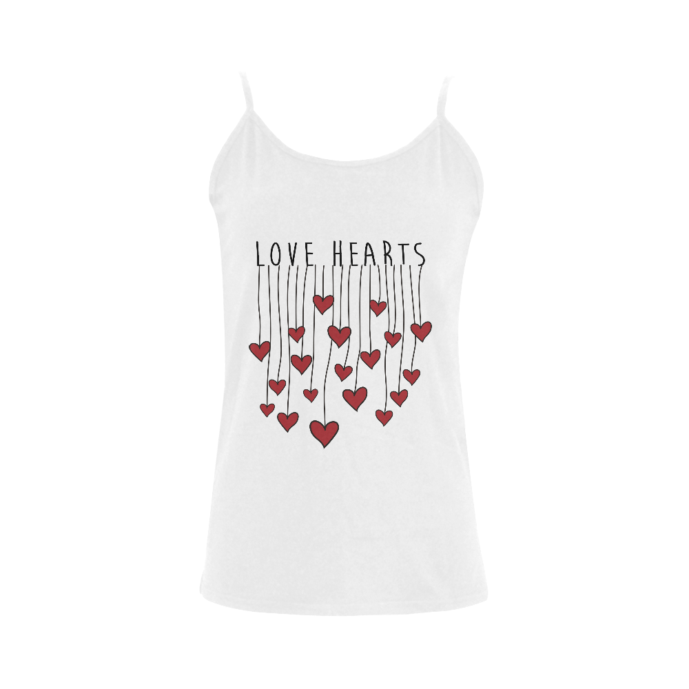 Words LOVE HEARTS Waving Garland Curtain Women's Spaghetti Top (USA Size) (Model T34)