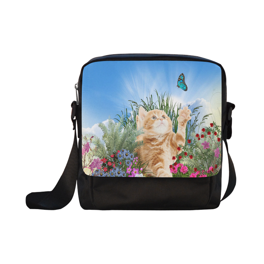 Butterfly playing with kitty Crossbody Nylon Bags (Model 1633)