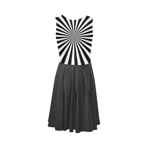Black & White Bold Rays Sleeveless Ice Skater Dress (D19)