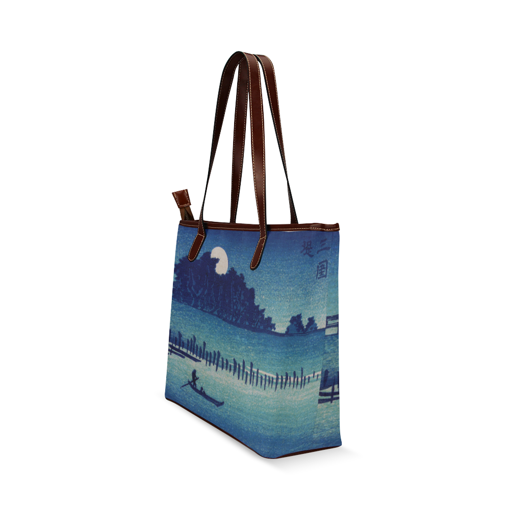 Hiroshige Moonlight Night Japanese Fine Nature Shoulder Tote Bag (Model 1646)