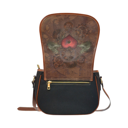 Awesome Steampunk Heart With Wings Saddle Bag/Small (Model 1649)(Flap Customization)