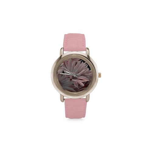 Rain Drop Women's Rose Gold Leather Strap Watch(Model 201)