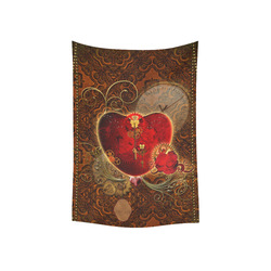 Steampunk, valentines heart with gears Cotton Linen Wall Tapestry 40"x 60"