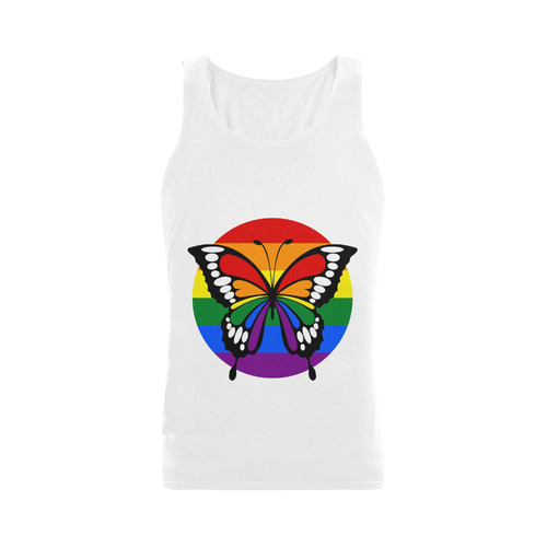 Dot Rainbow Flag Stripes Butterfly Silhouette Men's Shoulder-Free Tank Top (Model T33)