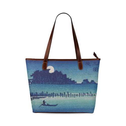 Hiroshige Moonlight Night Japanese Fine Nature Shoulder Tote Bag (Model 1646)