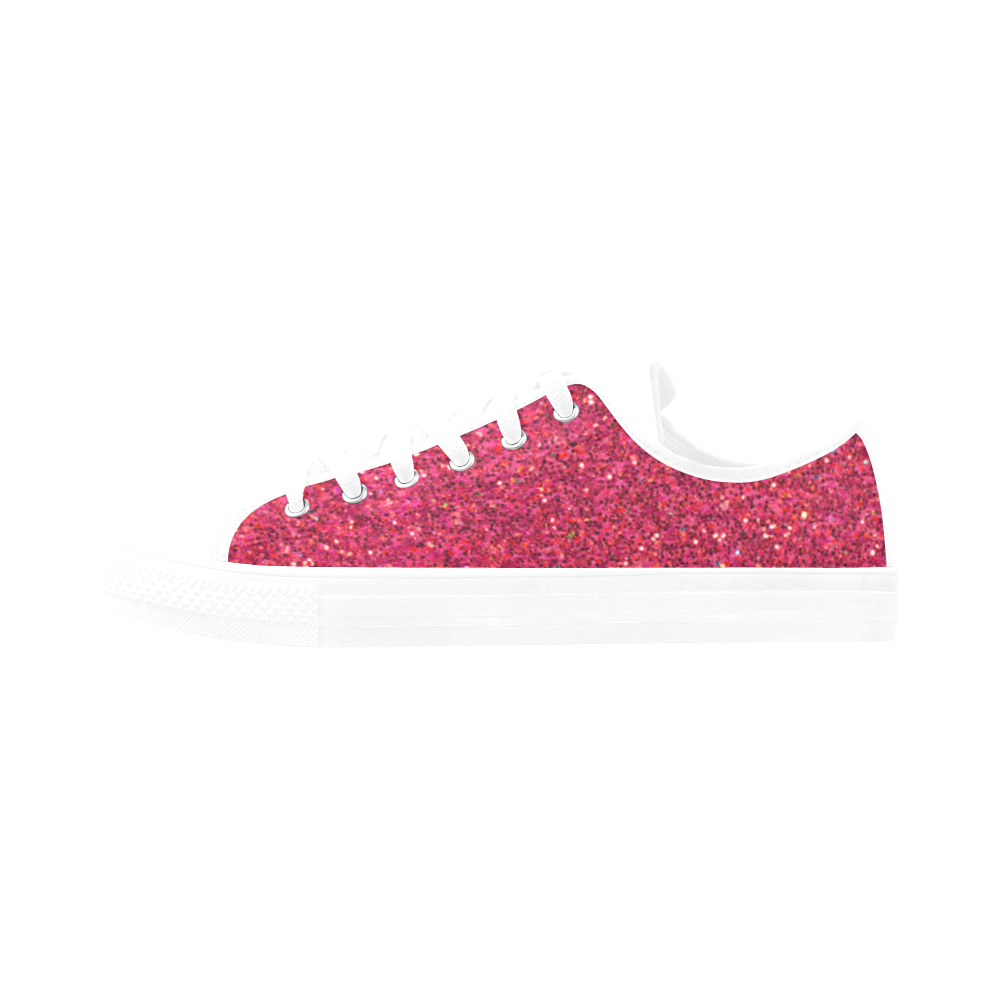 Pink Glitter Aquila Microfiber Leather Women's Shoes/Large Size (Model 031)