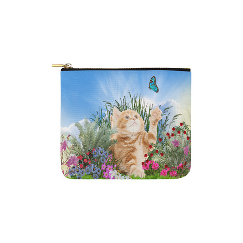 Butterfly  playing with kitten Carry-All Pouch 6''x5''