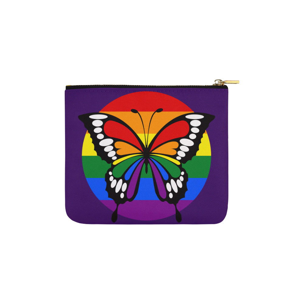 Dot Rainbow Flag Stripes Butterfly Silhouette Carry-All Pouch 6''x5''