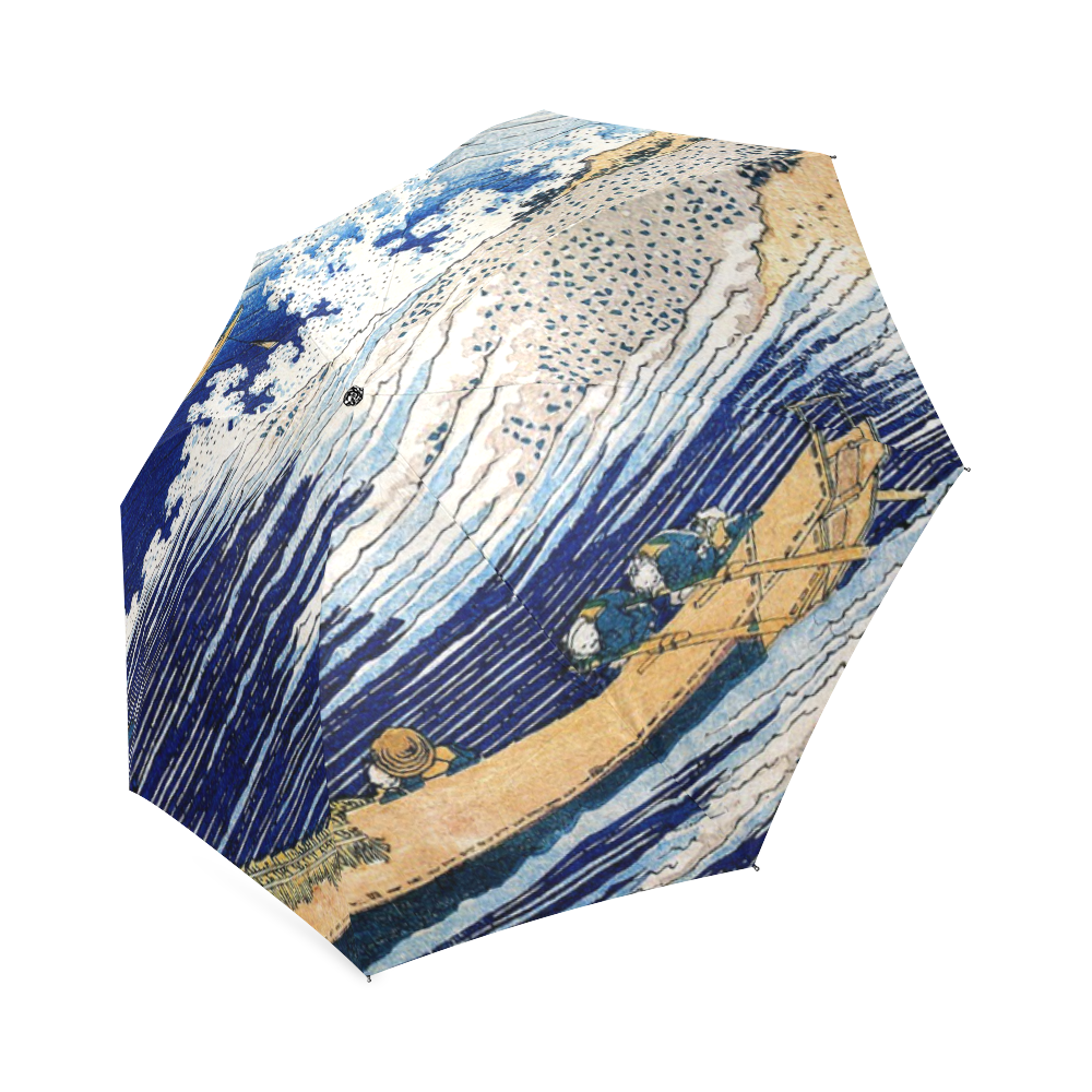 Hokusai Ocean Waves Japanese Fine Ukiyo-e Foldable Umbrella (Model U01 ...