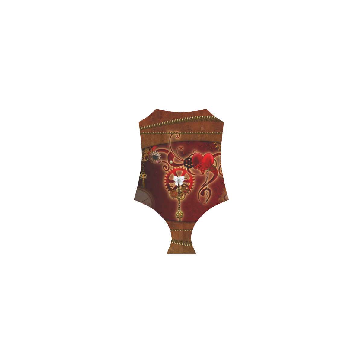 steampunk, hearts, clocks and gears Strap Swimsuit ( Model S05)