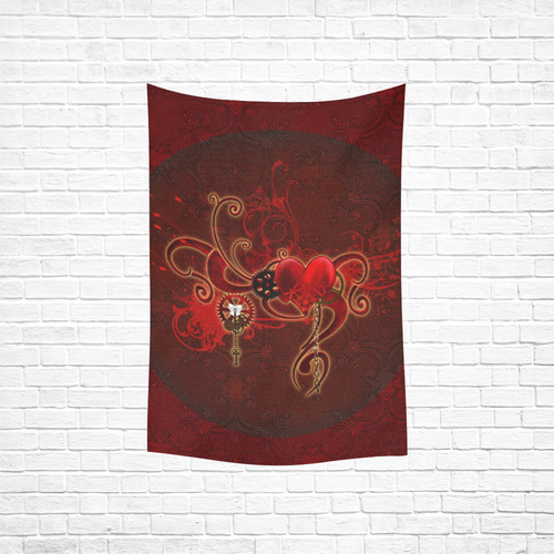 Wonderful steampunk design with heart Cotton Linen Wall Tapestry 40"x 60"