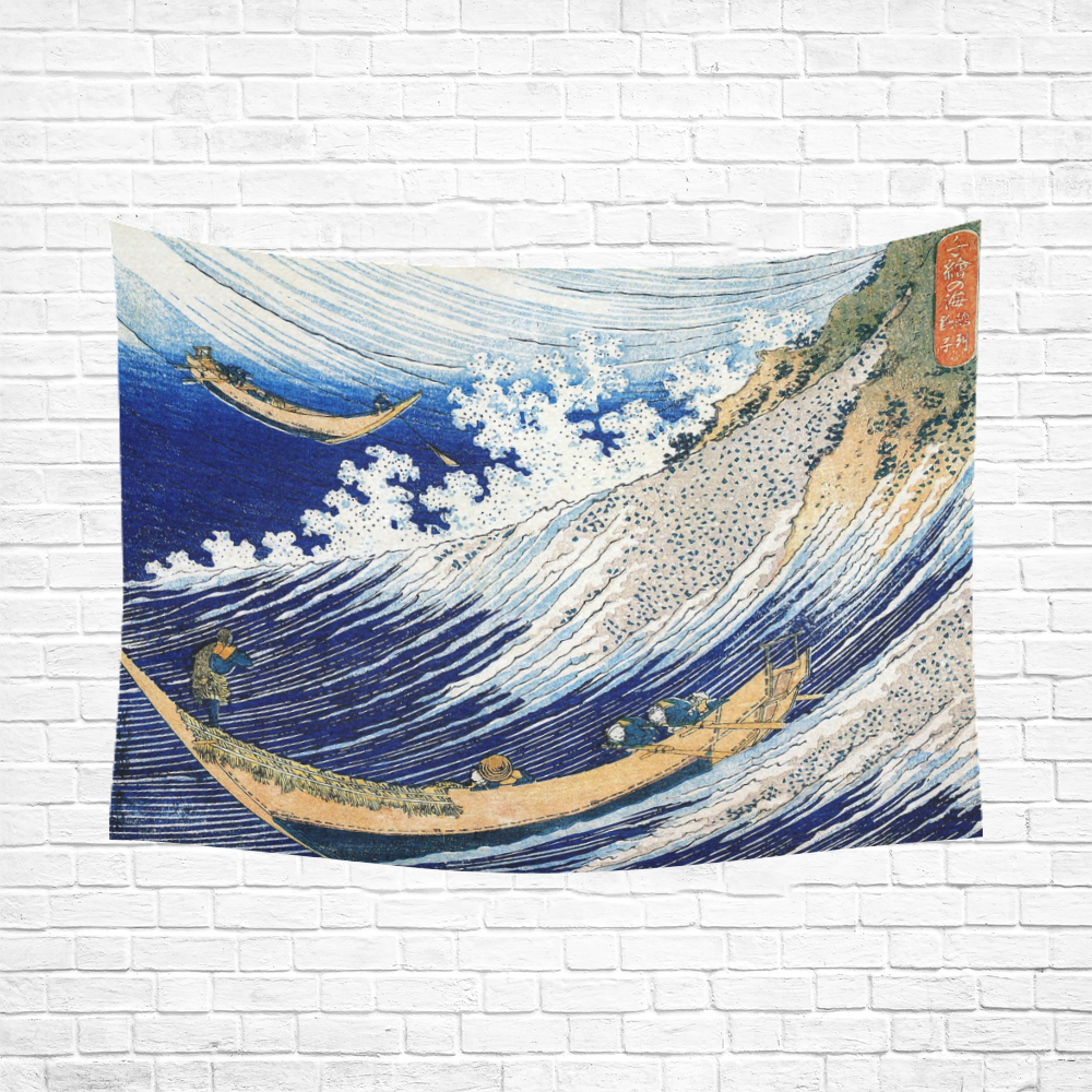 Hokusai Ocean Waves Japanese Fine Ukiyo-e Cotton Linen Wall Tapestry 80"x 60"