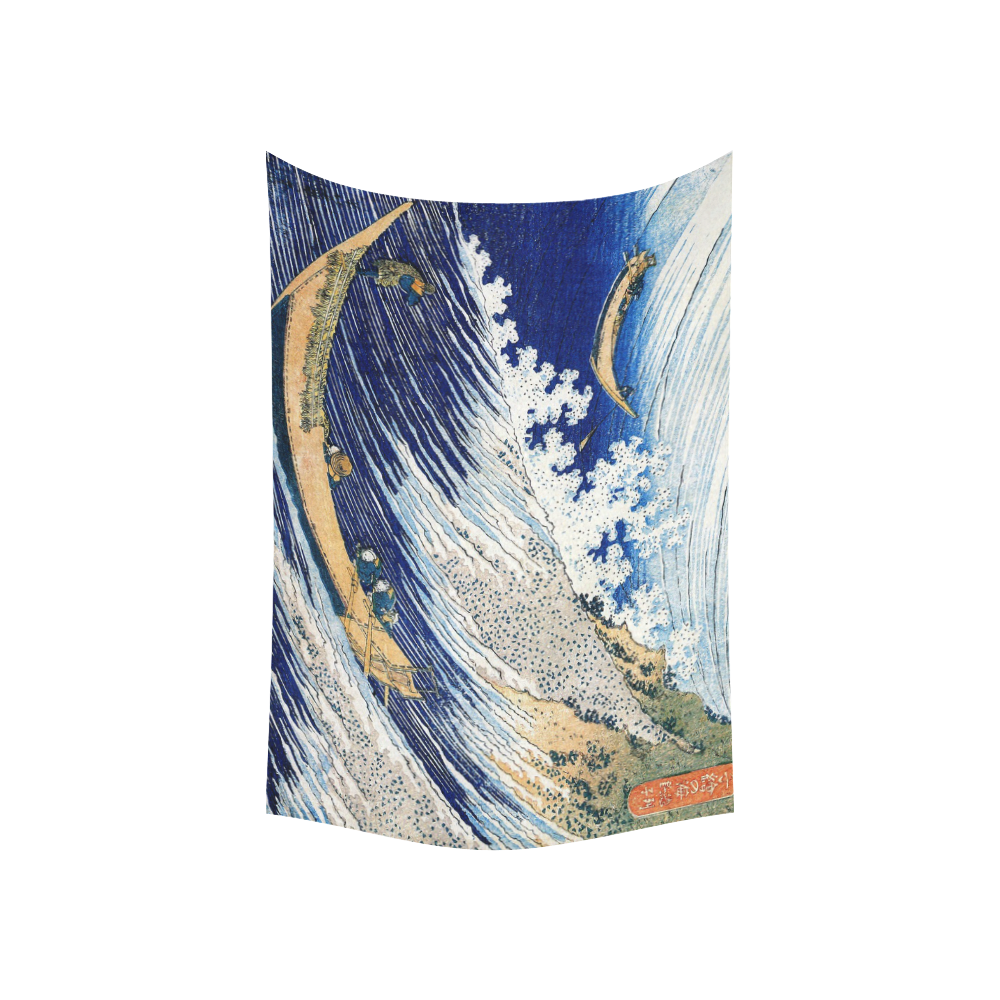 Hokusai Ocean Waves Japanese Fine Ukiyo-e Cotton Linen Wall Tapestry 60"x 40"