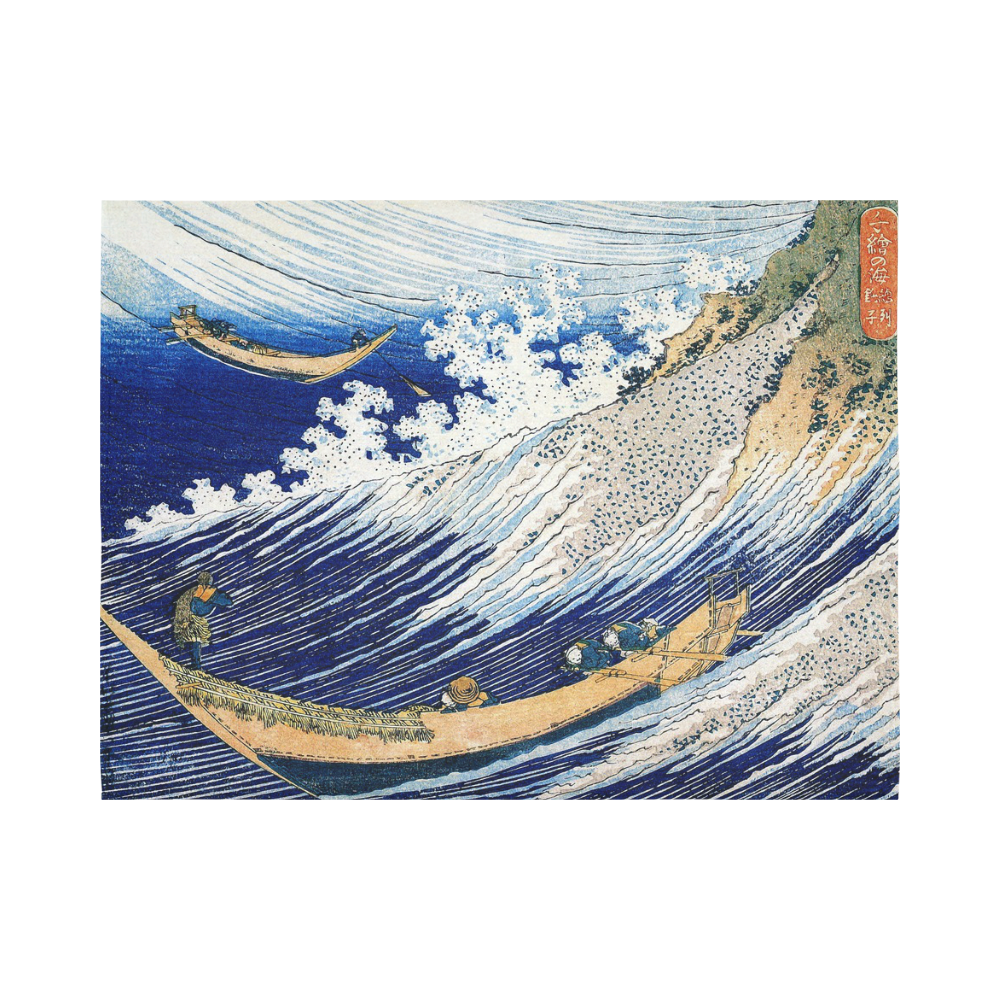 Hokusai Ocean Waves Japanese Fine Ukiyo-e Cotton Linen Wall Tapestry 80"x 60"