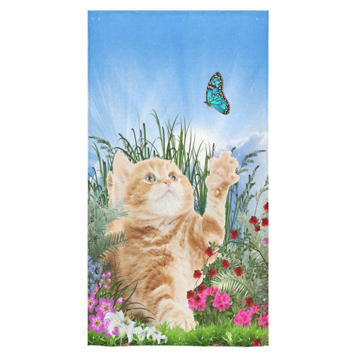 Butterfly  playing with kitty Bath Towel 30"x56"