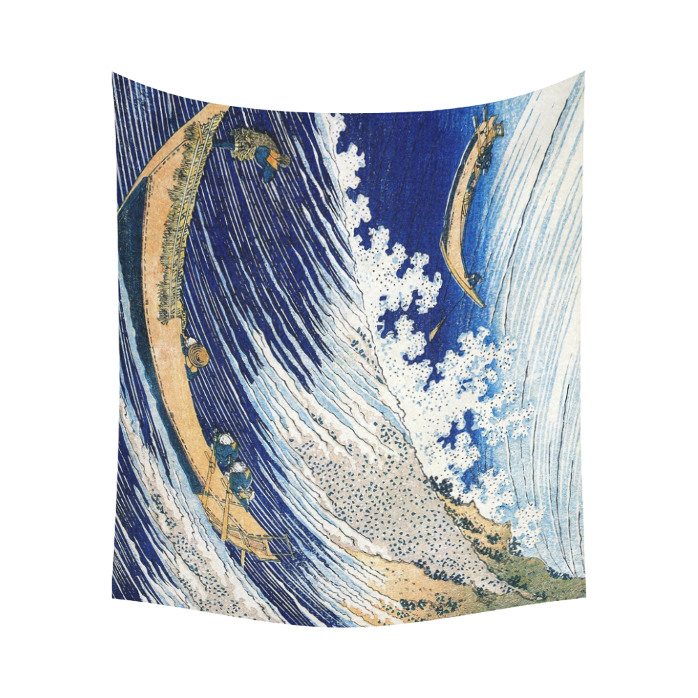 Hokusai Ocean Waves Japanese Fine Ukiyo-e Cotton Linen Wall Tapestry 60"x 51"