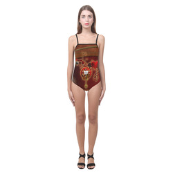 steampunk, hearts, clocks and gears Strap Swimsuit ( Model S05)