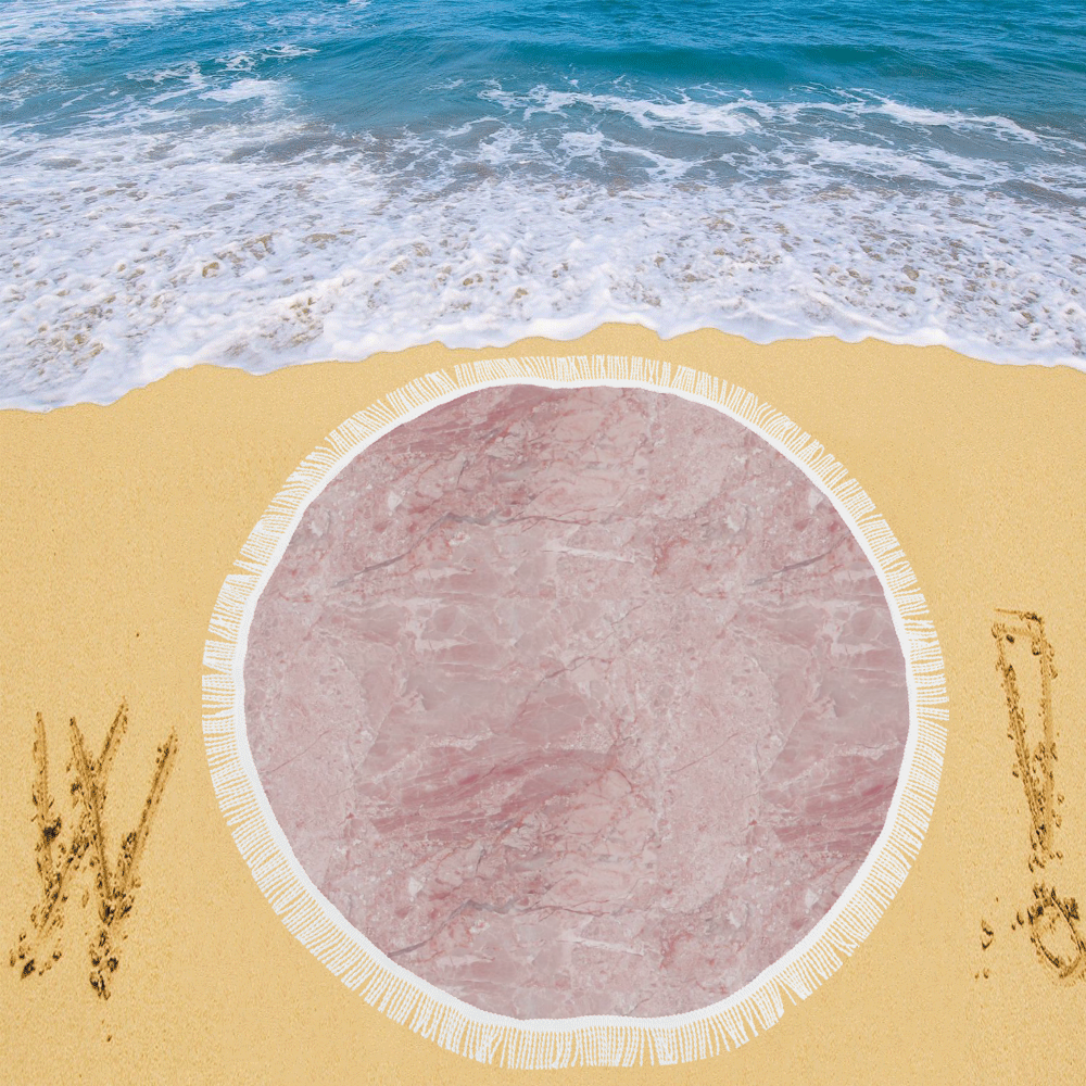italian Marble, Rafaello Rosa, pink Circular Beach Shawl 59"x 59"