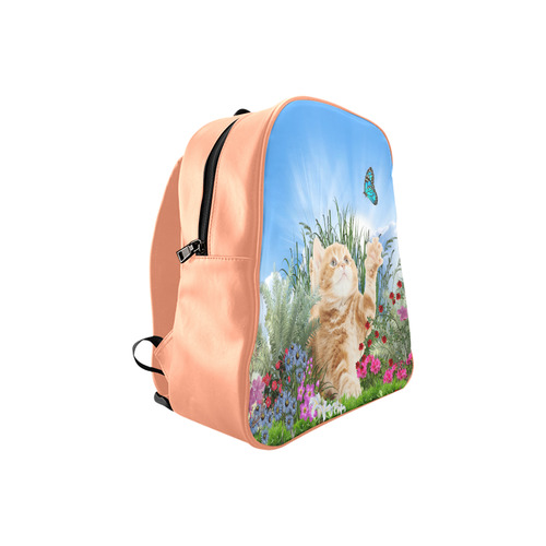 Butterfly  playing with kitty School Backpack (Model 1601)(Small)