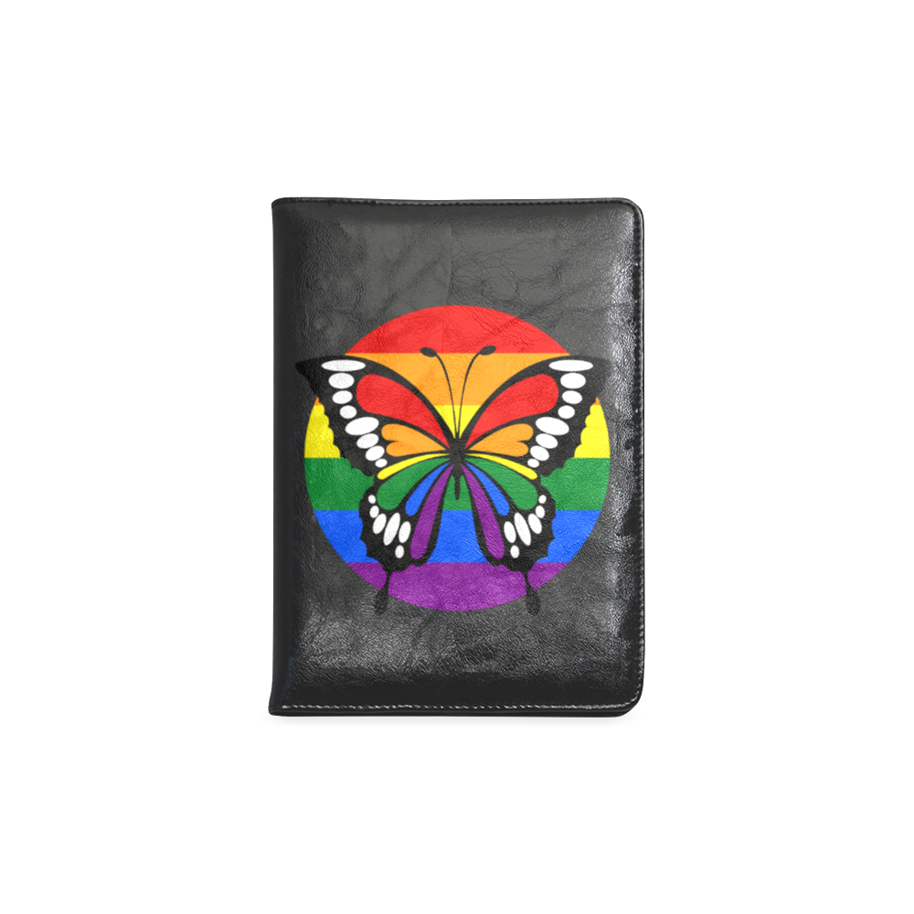 Dot Rainbow Flag Stripes Butterfly Silhouette Custom NoteBook A5
