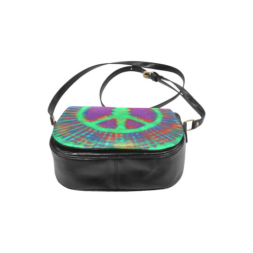 Psychedelic Tie Dye Green Peace Sign Classic Saddle Bag/Small (Model 1648)
