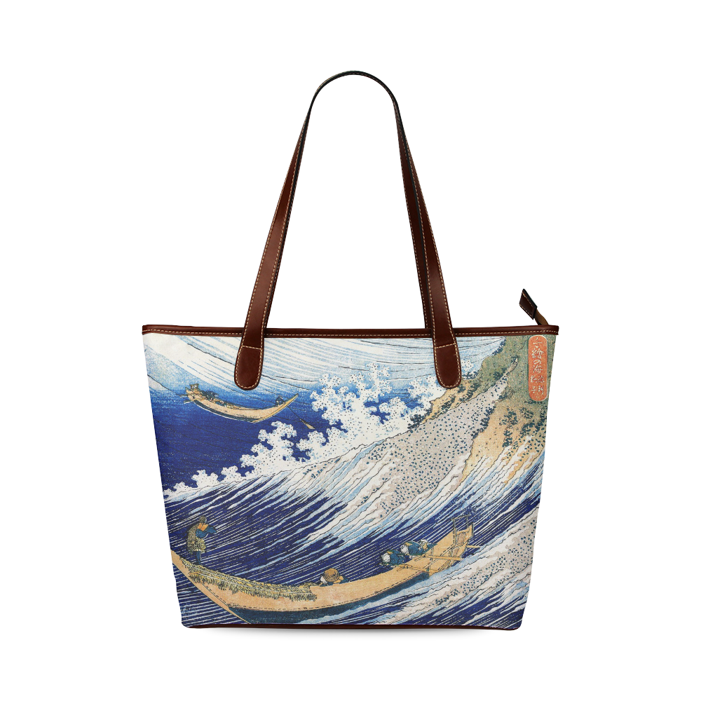 Hokusai Ocean Waves Japanese Fine Ukiyo-e Shoulder Tote Bag (Model 1646)