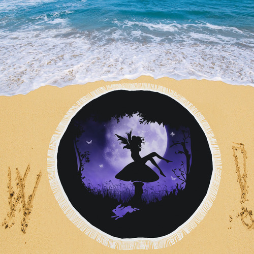 fairy in the moonlight Circular Beach Shawl 59"x 59"