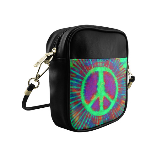 Psychedelic Tie Dye Green Peace Sign Sling Bag (Model 1627)
