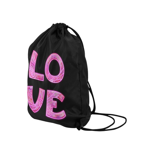 love in pink Large Drawstring Bag Model 1604 (Twin Sides)  16.5"(W) * 19.3"(H)