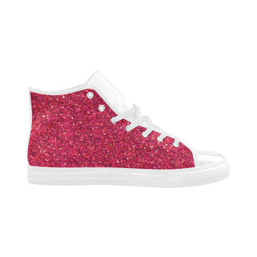 Pink Glitter Aquila High Top Microfiber Leather Women's Shoes/Large Size (Model 032)
