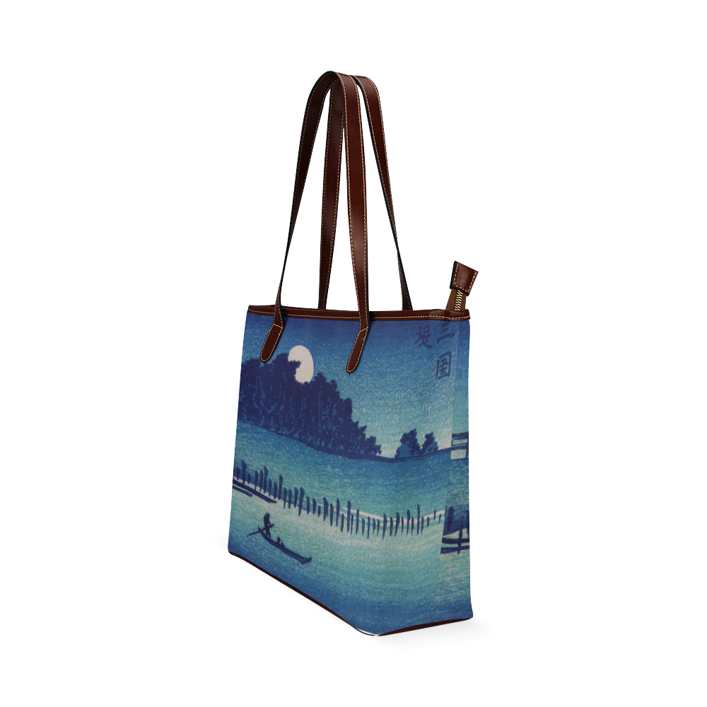 Hiroshige Moonlight Night Japanese Fine Nature Shoulder Tote Bag (Model 1646)