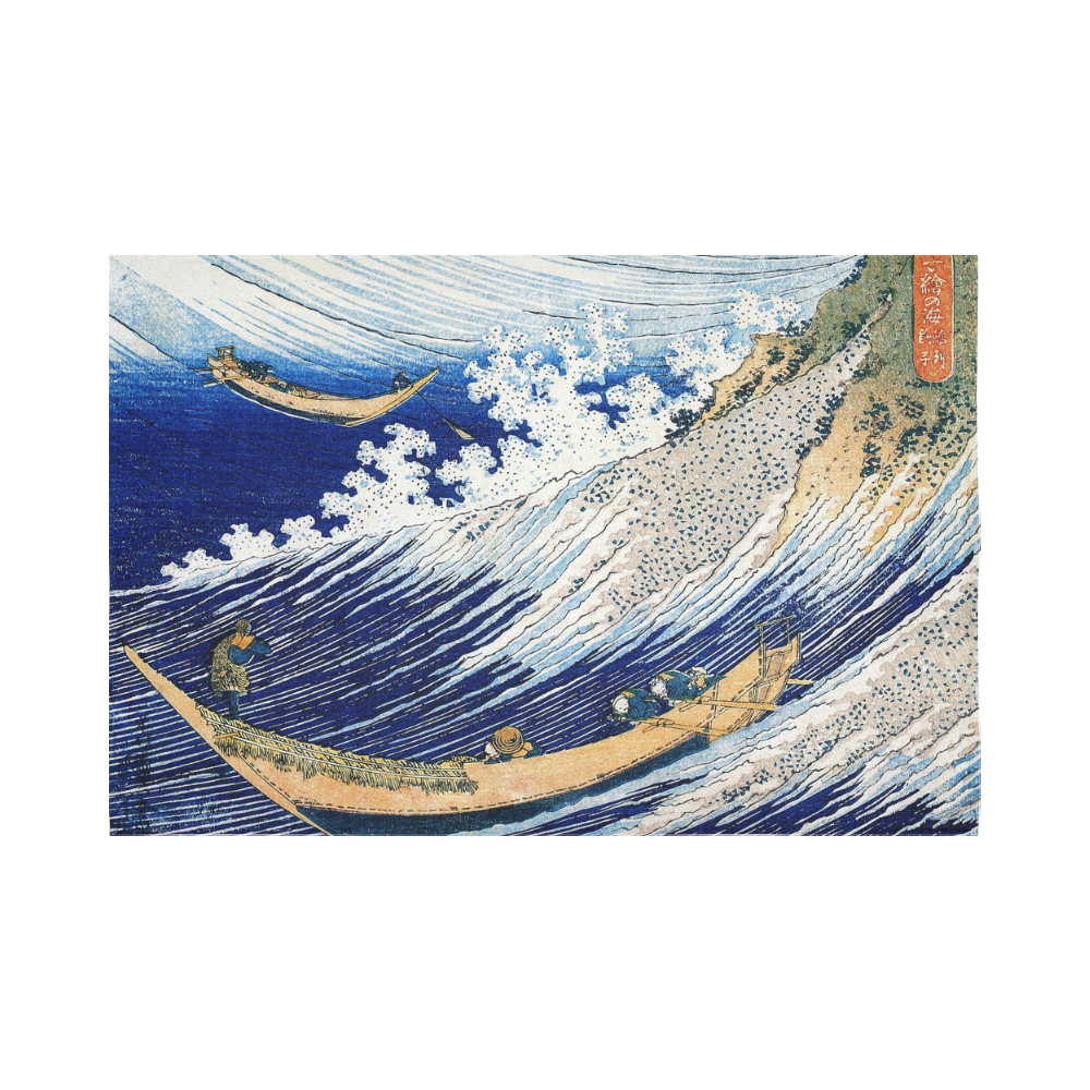 Hokusai Ocean Waves Japanese Fine Ukiyo-e Cotton Linen Wall Tapestry 90"x 60"
