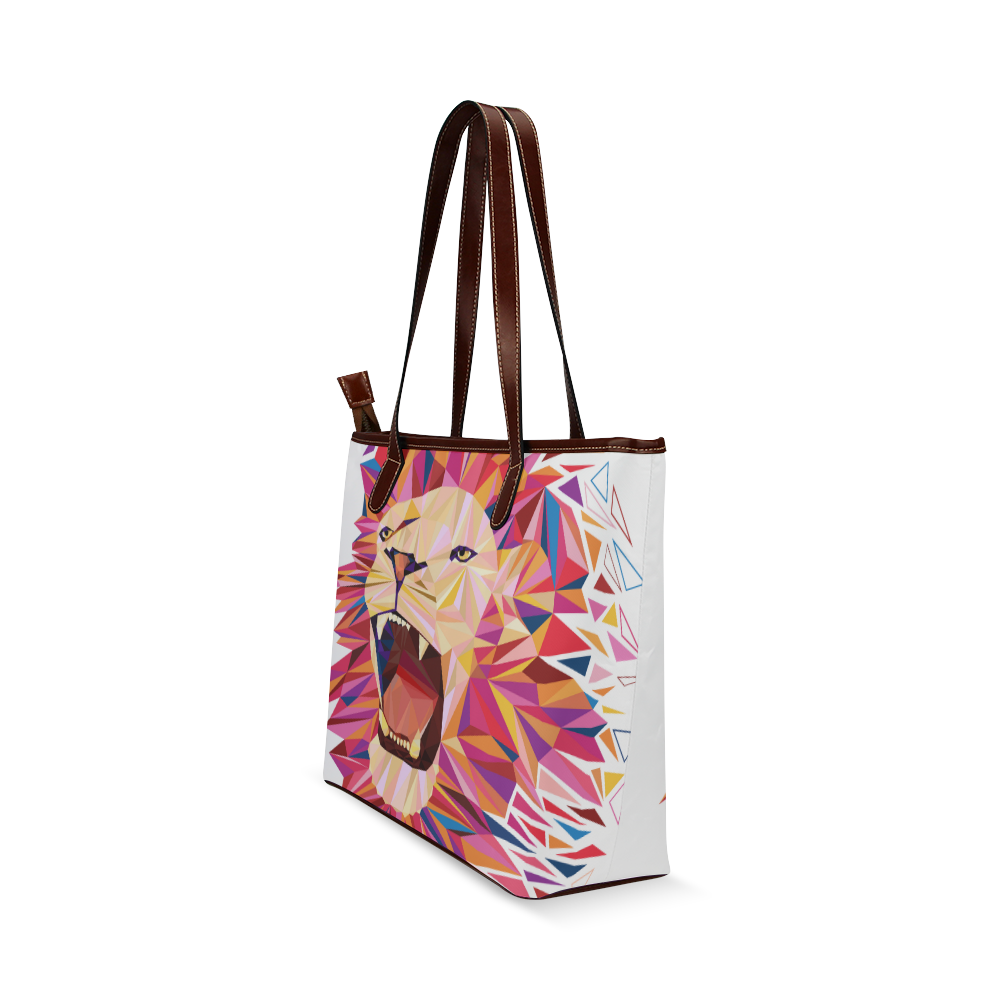 lion roaring polygon triangles Shoulder Tote Bag (Model 1646)