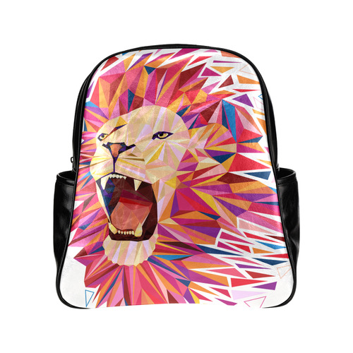 lion roaring polygon triangles Multi-Pockets Backpack (Model 1636)