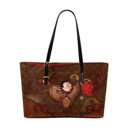 Steampunk heart with roses, valentines Euramerican Tote Bag/Large (Model 1656)