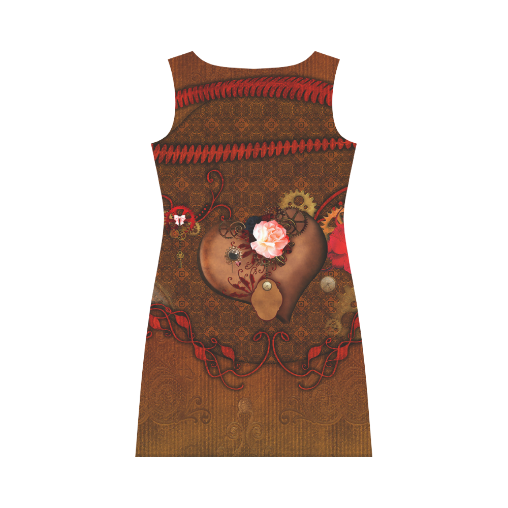 Steampunk heart with roses, valentines Round Collar Dress (D22)