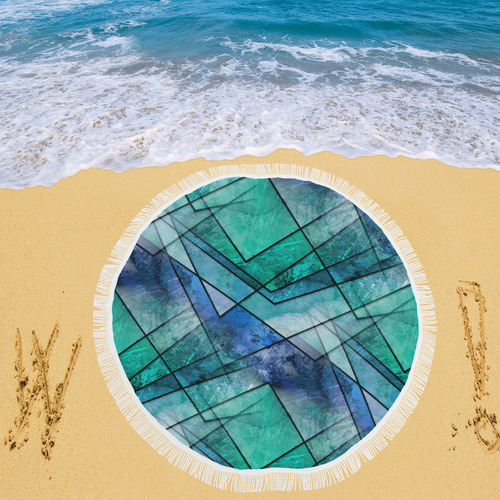 Aqua Shards Circular Beach Shawl 59"x 59"