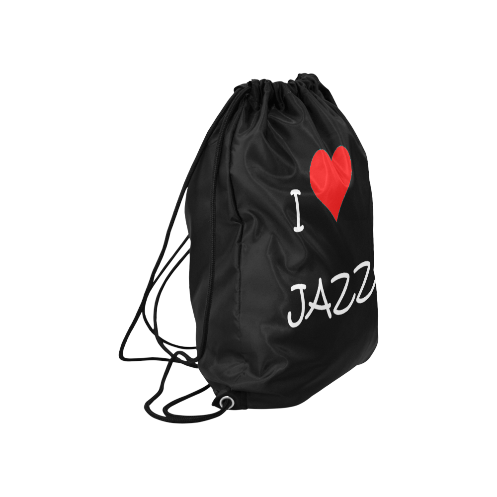 I love Jazz Large Drawstring Bag Model 1604 (Twin Sides)  16.5"(W) * 19.3"(H)