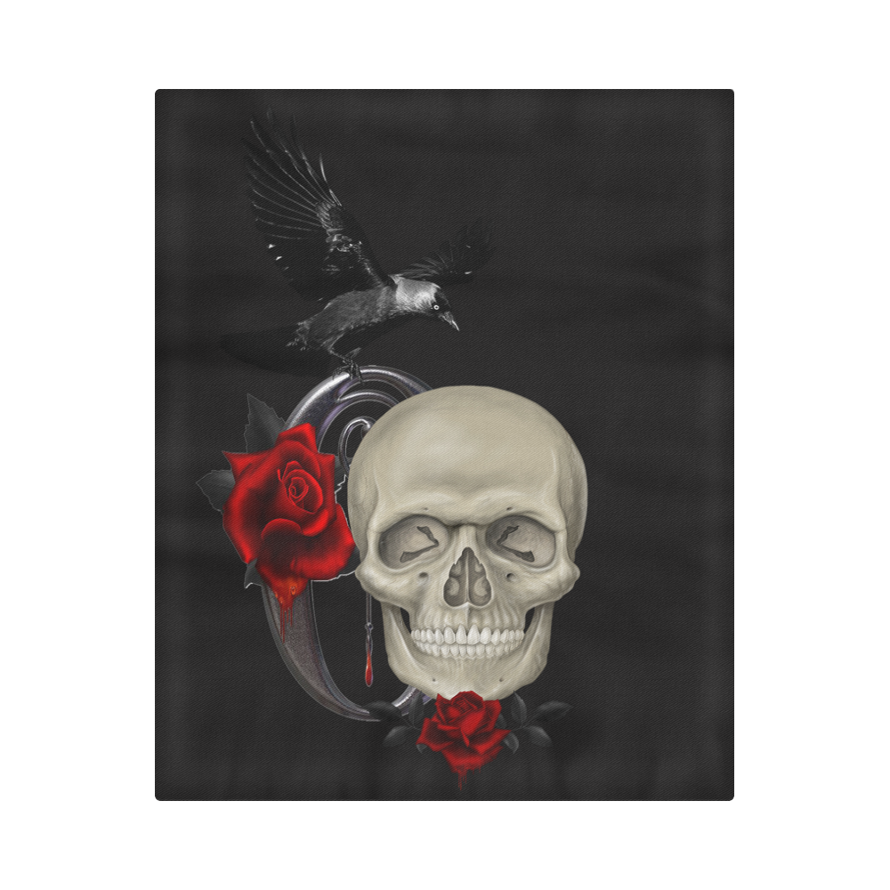 Gothic Skull With Raven And Roses Duvet Cover 86"x70" ( All-over-print)