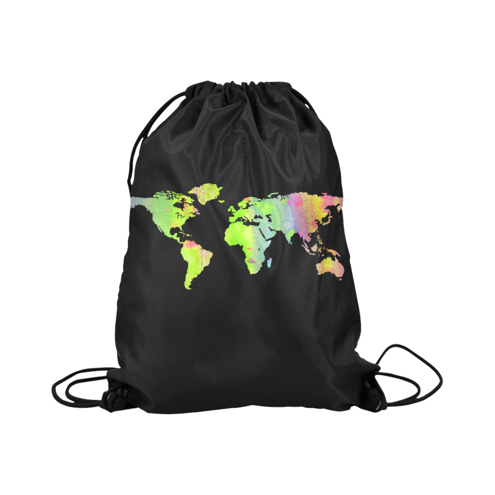 World Map Large Drawstring Bag Model 1604 (Twin Sides)  16.5"(W) * 19.3"(H)