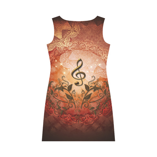 Music, clef on antique design Round Collar Dress (D22)