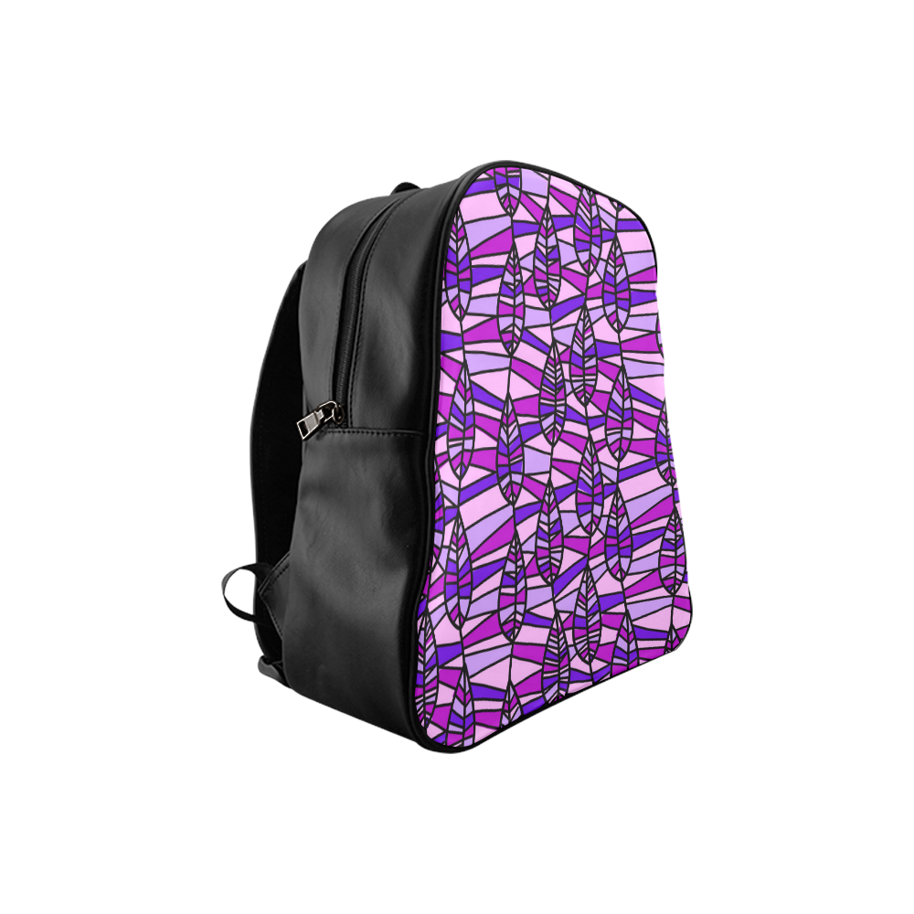 Purple Leaves Mosaic School Backpack (Model 1601)(Small)