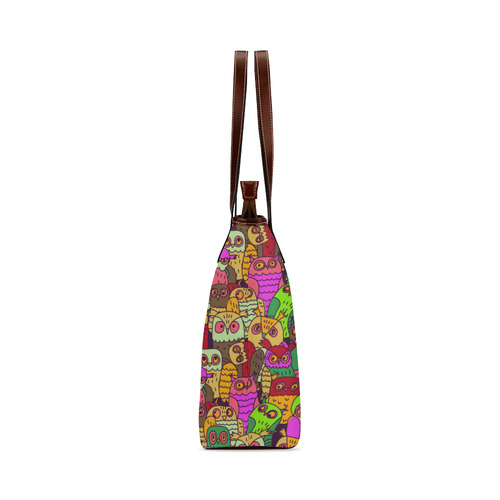 Cute Colorful Owls Nature Pattern Shoulder Tote Bag (Model 1646)